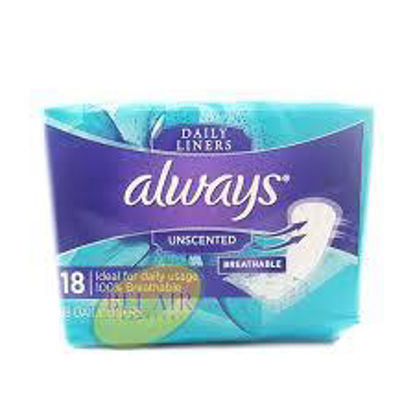 Picture of ALWAYS DAILY LINERS UNSCENTED 18 CT