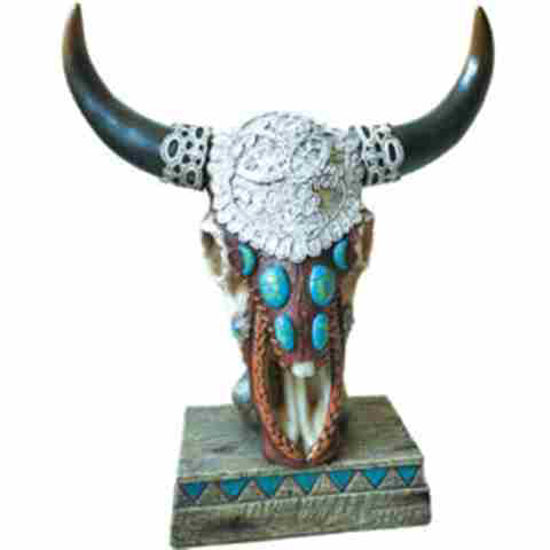 Picture of COW SKULL W LACE STANDING FIGURINE RA62000