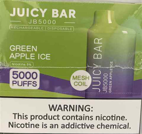 Picture of JUICY BAR GREEN APLE ICE 5000 PUFFS 10CT