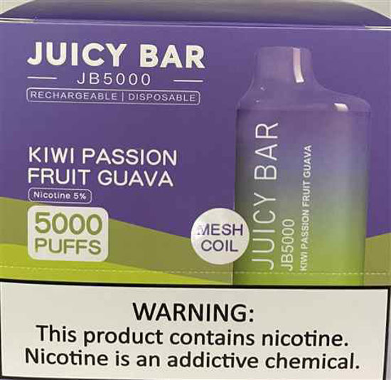 Picture of JUICY BAR KIWI PASSION FRUIT GUAVA 5000 PUFFS 10CT
