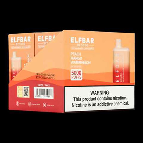 Picture of ELF BAR PEACH MANGO WATERMELON 5000 PUFFS 10CT