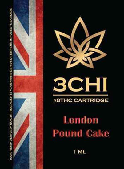 Picture of 3CHI LONDON POUND CAKE 1ML THC DELTA 8 CARTRIDGE