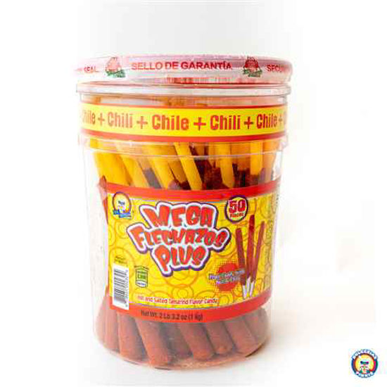 Picture of EL AZTECA MEGA FLECHAZOS PLUS FRUIT CANDY SALT N CHILI 50CT