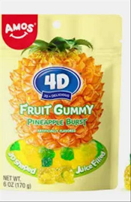 Picture of AMOS 4D FRUIT GUMMY PINEAPPLE BURST 6OZ