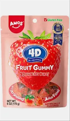 Picture of AMOS 4D FRUIT GUMMY STRAWBERRY BURST 6OZ